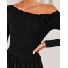 imageZESICA Womens 2025 Fall Long Sleeve Off Shoulder Maxi Dress Pleated Elegant Formal Wedding Guest Dresses with PocketsBlack