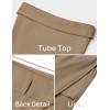 imageZESICA Womens 2025 Summer Strapless Bodycon Midi Dress Off Shoulder Sleeveless Side Slit Tube Long Club Party DressesKhaki