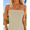 imageZESICA Womens 2025 Summer Strapless Bodycon Midi Dress Off Shoulder Sleeveless Side Slit Tube Long Club Party DressesSand