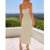 imageZESICA Womens 2025 Summer Strapless Bodycon Midi Dress Off Shoulder Sleeveless Side Slit Tube Long Club Party DressesSand