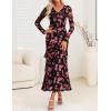 imageZESICA Womens Fall Floral Long Sleeve Maxi Dress 2025 Boho Bodycon V Neck Ruffle Wedding Party Long DressesBlack Rose