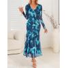 imageZESICA Womens Fall Floral Long Sleeve Maxi Dress 2025 Boho Bodycon V Neck Ruffle Wedding Party Long DressesLake