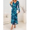 imageZESICA Womens Fall Floral Long Sleeve Maxi Dress 2025 Boho Bodycon V Neck Ruffle Wedding Party Long DressesLake