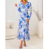 imageZESICA Womens Fall Floral Long Sleeve Maxi Dress 2025 Boho Bodycon V Neck Ruffle Wedding Party Long DressesSky