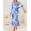 imageZESICA Womens Fall Floral Long Sleeve Maxi Dress 2025 Boho Bodycon V Neck Ruffle Wedding Party Long DressesSky