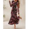 imageZESICA Womens Fall Floral Wedding Guest Bodycon Dresses 2025 Long Sleeve Crewneck Mesh Ruffle Mermaid Party Maxi DressBlack
