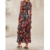 imageZESICA Womens Fall Floral Wedding Guest Bodycon Dresses 2025 Long Sleeve Crewneck Mesh Ruffle Mermaid Party Maxi DressFloralblack