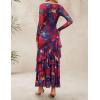 imageZESICA Womens Fall Floral Wedding Guest Bodycon Dresses 2025 Long Sleeve Crewneck Mesh Ruffle Mermaid Party Maxi DressPurplered