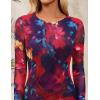 imageZESICA Womens Fall Floral Wedding Guest Bodycon Dresses 2025 Long Sleeve Crewneck Mesh Ruffle Mermaid Party Maxi DressPurplered