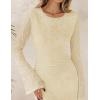 imageZESICA Womens Long Sleeve Floral Bodycon Dress 2025 Fall Fashion Ruched Mesh Wedding Guest Cocktail Party Maxi DressesBeige Yellow