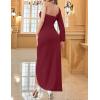 imageZESICA Womens One Shoulder Long Sleeve Cocktail Dress Sexy High Slit Ruched Bodycon Wedding Guest Maxi DressesWine