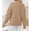 imageZESICA Womens Oversized Bow Sweaters Fall 2025 Cute Crewneck Long Sleeve Knit Pullover Sweater Jumper TopsKhaki