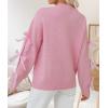 imageZESICA Womens Oversized Bow Sweaters Fall 2025 Cute Crewneck Long Sleeve Knit Pullover Sweater Jumper TopsPink