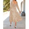 imageZESICA Womens Velvet Long Sleeve Dresses 2025 Fall Square Neck Smocked Ruffle A Line Flowy Midi Dress with PocketsChampagne