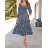 imageZESICA Womens Velvet Long Sleeve Dresses 2025 Fall Square Neck Smocked Ruffle A Line Flowy Midi Dress with PocketsDusty Blue