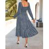 imageZESICA Womens Velvet Long Sleeve Dresses 2025 Fall Square Neck Smocked Ruffle A Line Flowy Midi Dress with PocketsDusty Blue
