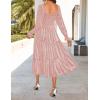 imageZESICA Womens Velvet Long Sleeve Dresses 2025 Fall Square Neck Smocked Ruffle A Line Flowy Midi Dress with PocketsPink