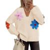 imageZESICA Womens Fall Floral Cardigan Sweaters 2025 Casual Long Sleeve Open Front Button Down V Neck Knit SweaterApricot