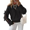imageZESICA Womens Oversized Bow Sweaters Fall 2025 Cute Crewneck Long Sleeve Knit Pullover Sweater Jumper TopsBlack