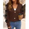 imageZESICA Fall Bow Cardigans for Women Trendy 2025 Casual Long Sleeve Button V Neck Knit Sweater Outerwear CoatsBrown