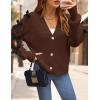 imageZESICA Fall Bow Cardigans for Women Trendy 2025 Casual Long Sleeve Button V Neck Knit Sweater Outerwear CoatsBrown