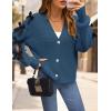 imageZESICA Fall Bow Cardigans for Women Trendy 2025 Casual Long Sleeve Button V Neck Knit Sweater Outerwear CoatsDarkblue