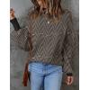 imageZESICA Womens 2025 Fall Fashion Turtleneck Long Sleeve Striped Ribbed Knit Loose Pullover Sweater TopsBrownstripe