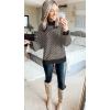 imageZESICA Womens 2025 Fall Fashion Turtleneck Long Sleeve Striped Ribbed Knit Loose Pullover Sweater TopsBrownstripe