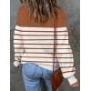 imageZESICA Womens 2025 Fall Fashion Turtleneck Long Sleeve Striped Ribbed Knit Loose Pullover Sweater TopsCaramel