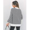 imageZESICA Womens 2025 Fall Fashion Turtleneck Long Sleeve Striped Ribbed Knit Loose Pullover Sweater TopsCarbon