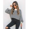 imageZESICA Womens 2025 Fall Fashion Turtleneck Long Sleeve Striped Ribbed Knit Loose Pullover Sweater TopsCarbon