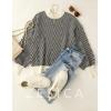 imageZESICA Womens 2025 Fall Fashion Turtleneck Long Sleeve Striped Ribbed Knit Loose Pullover Sweater TopsCarbon