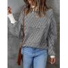 imageZESICA Womens 2025 Fall Fashion Turtleneck Long Sleeve Striped Ribbed Knit Loose Pullover Sweater TopsCarbon