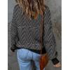 imageZESICA Womens 2025 Fall Fashion Turtleneck Long Sleeve Striped Ribbed Knit Loose Pullover Sweater TopsDim