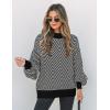 imageZESICA Womens 2025 Fall Fashion Turtleneck Long Sleeve Striped Ribbed Knit Loose Pullover Sweater TopsDim