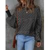 imageZESICA Womens 2025 Fall Fashion Turtleneck Long Sleeve Striped Ribbed Knit Loose Pullover Sweater TopsDim