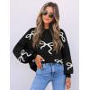 imageZESICA Womens 2025 Fall Fashion Turtleneck Long Sleeve Striped Ribbed Knit Loose Pullover Sweater TopsEbony