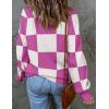 imageZESICA Womens 2025 Fall Fashion Turtleneck Long Sleeve Striped Ribbed Knit Loose Pullover Sweater TopsEggplant
