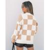 imageZESICA Womens 2025 Fall Fashion Turtleneck Long Sleeve Striped Ribbed Knit Loose Pullover Sweater TopsKhakiplaid