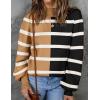 imageZESICA Womens 2025 Fall Fashion Turtleneck Long Sleeve Striped Ribbed Knit Loose Pullover Sweater TopsLightkhaki