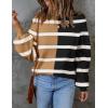 imageZESICA Womens 2025 Fall Fashion Turtleneck Long Sleeve Striped Ribbed Knit Loose Pullover Sweater TopsLightkhaki