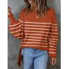 imageZESICA Womens 2025 Fall Fashion Turtleneck Long Sleeve Striped Ribbed Knit Loose Pullover Sweater TopsMaple