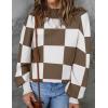 imageZESICA Womens 2025 Fall Fashion Turtleneck Long Sleeve Striped Ribbed Knit Loose Pullover Sweater TopsMocha