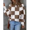 imageZESICA Womens 2025 Fall Fashion Turtleneck Long Sleeve Striped Ribbed Knit Loose Pullover Sweater TopsMocha