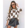 imageZESICA Womens 2025 Fall Fashion Turtleneck Long Sleeve Striped Ribbed Knit Loose Pullover Sweater TopsMocha
