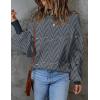 imageZESICA Womens 2025 Fall Fashion Turtleneck Long Sleeve Striped Ribbed Knit Loose Pullover Sweater TopsNavystripe
