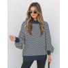imageZESICA Womens 2025 Fall Fashion Turtleneck Long Sleeve Striped Ribbed Knit Loose Pullover Sweater TopsNavystripe