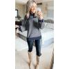 imageZESICA Womens 2025 Fall Fashion Turtleneck Long Sleeve Striped Ribbed Knit Loose Pullover Sweater TopsNavystripe