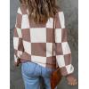 imageZESICA Womens 2025 Fall Fashion Turtleneck Long Sleeve Striped Ribbed Knit Loose Pullover Sweater TopsNutmeg
