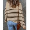 imageZESICA Womens 2025 Fall Fashion Turtleneck Long Sleeve Striped Ribbed Knit Loose Pullover Sweater TopsOatmeal
